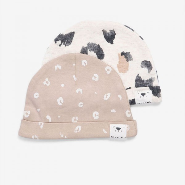 Minene Duo Pack Newborn Hats Printed Cream (0-3)