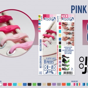 Shoeps, τα κορδόνια που δεν λύνονται 8τεμ. - Ροζ mix