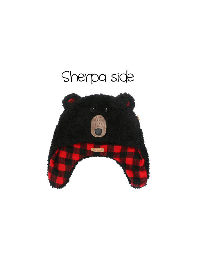 Flapjackkids Σκουφί 2-4 Διπλής Όψης Black Bear/Aviator