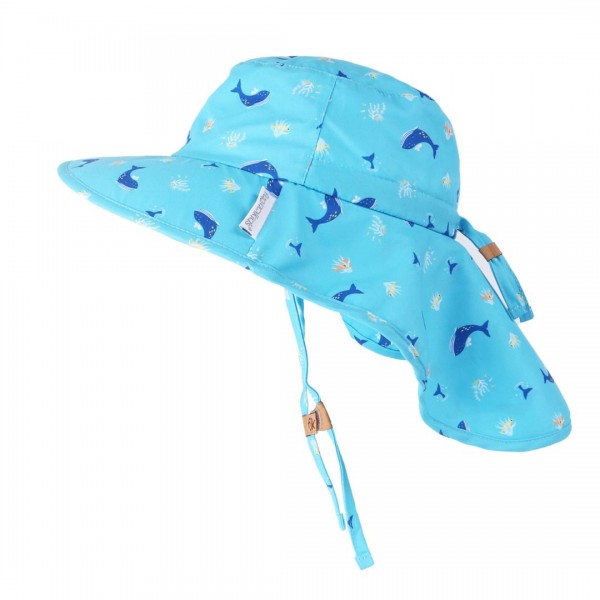 Flapjack Cape Sunhat UPF50  Blue Whale/Octopus - MEDIUM 2-4 yrs
