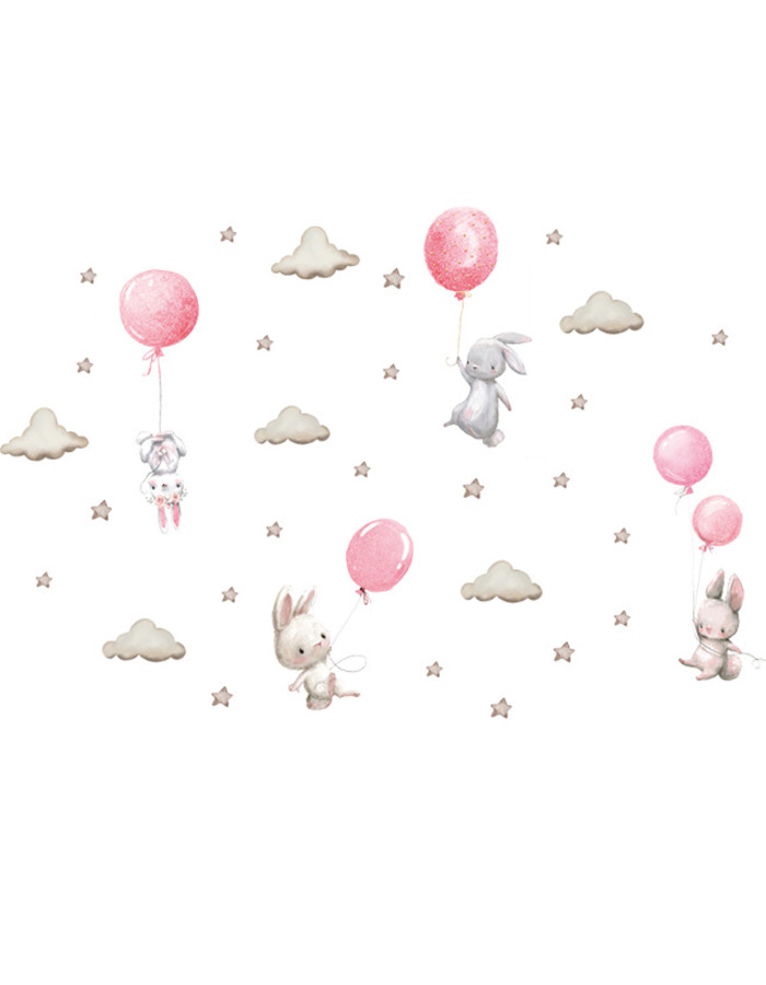 Sipo Wall sticker Bunny Balloons Pink