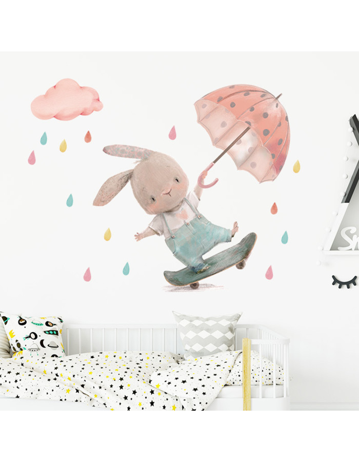 Sipo Wall sticker bunny onskateboard