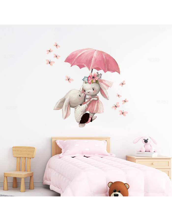 Sipo Wall sticker bunnies with umbrella