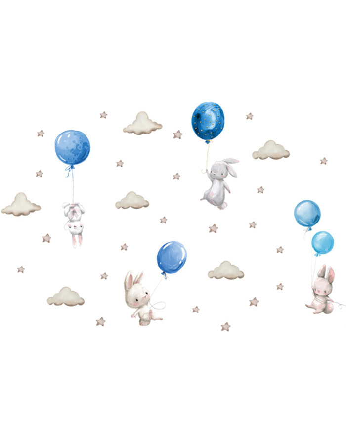 Sipo Wall sticker Bunny Balloons Blue