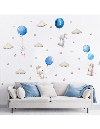 Sipo Wall sticker Bunny Balloons Blue