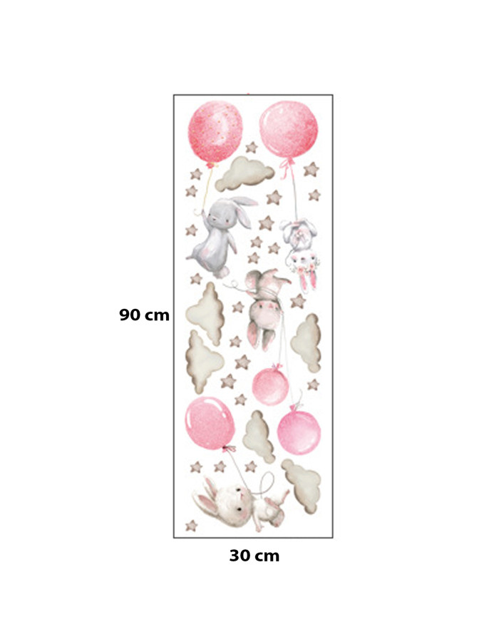Sipo Wall sticker Bunny Balloons Pink