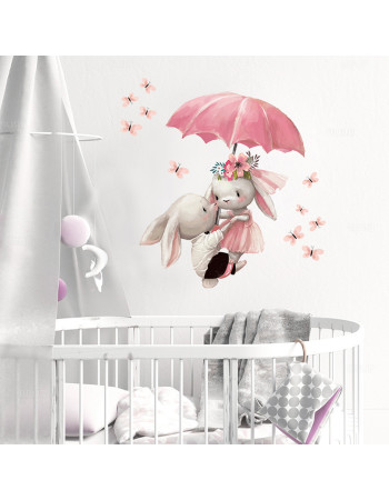 Sipo Wall sticker bunnies with umbrella