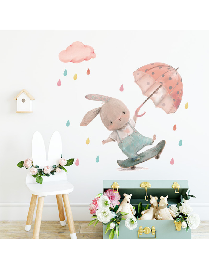 Sipo Wall sticker bunny onskateboard