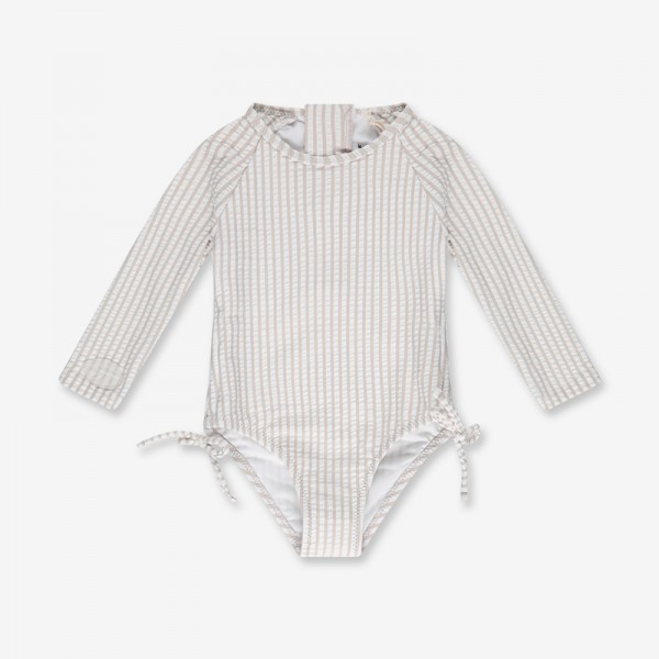 Minene – Ολόσωμο Μαγιώ με Μανίκια UV Pink&White (6-24 μηνών) - 12-18m