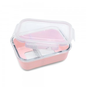 Melii – Glass Bento με θήκη σιλικόνης (740ml set of 1) – pink