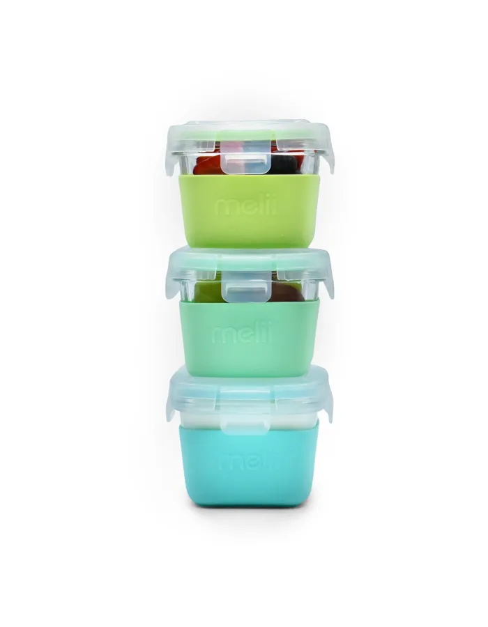Melii – Glass Containers σε θήκες σιλικόνης (160ml set of 3) – mint,blue,lime | MEL16951 Melii – Glass Containers σε θήκες σιλικόνης (160ml set of 3) – mint,blue,lime | MEL16951