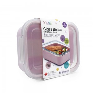 Melii – Glass Bento με θήκη σιλικόνης (740ml set of 1) – pink