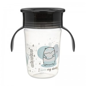 Εκπαιδευτικό Ποτηράκι 360° 240 ml με Χερούλια Black