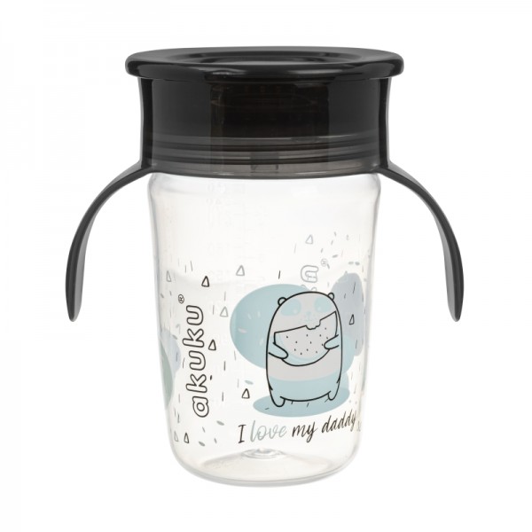 Εκπαιδευτικό Ποτηράκι 360° 240 ml με Χερούλια Black