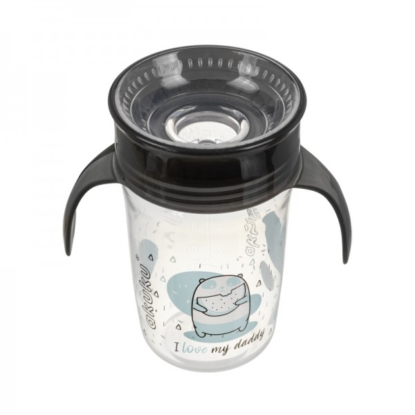 Εκπαιδευτικό Ποτηράκι 360° 240 ml με Χερούλια Black