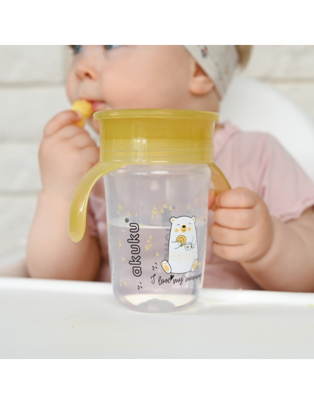 Εκπαιδευτικό Ποτηράκι 360° 240 ml με Χερούλια Yellow Εκπαιδευτικό Ποτηράκι 360° 240 ml με Χερούλια Yellow