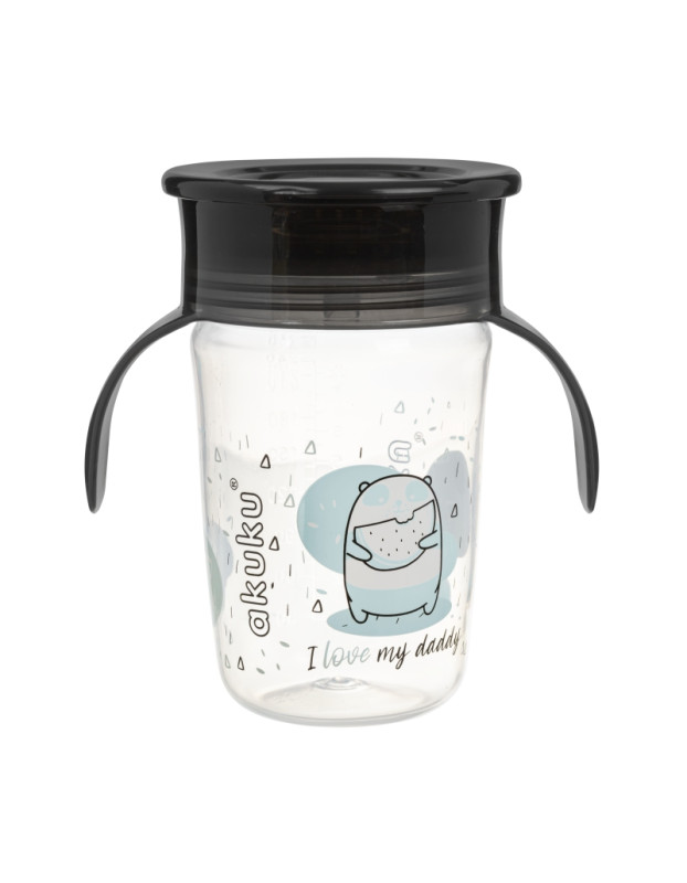 Εκπαιδευτικό Ποτηράκι 360° 240 ml με Χερούλια Black