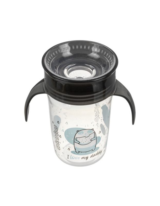 Εκπαιδευτικό Ποτηράκι 360° 240 ml με Χερούλια Black