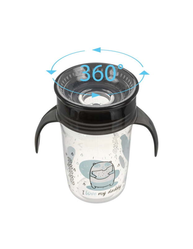 Εκπαιδευτικό Ποτηράκι 360° 240 ml με Χερούλια Black