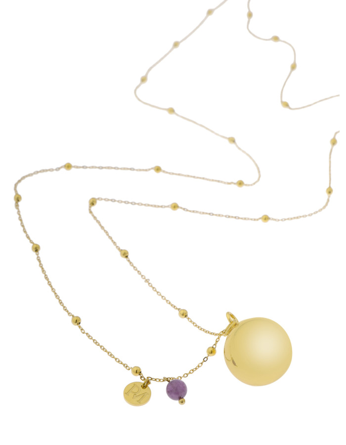 ProudMama Bola Olivia Gold Chain Γκρι Aχάτης  |  PM-661
