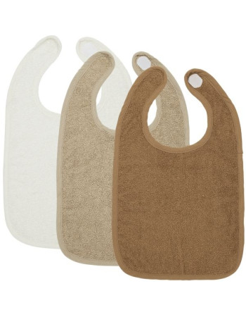 Meyco – Σετ 3 Βαμβακερές Σαλιάρες Offwhite/Sand/Toffee  |  MEY-611306