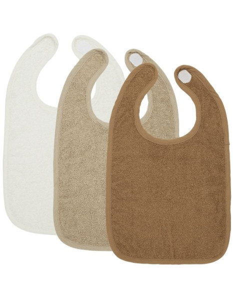 Meyco – Σετ 3 Βαμβακερές Σαλιάρες Offwhite/Sand/Toffee