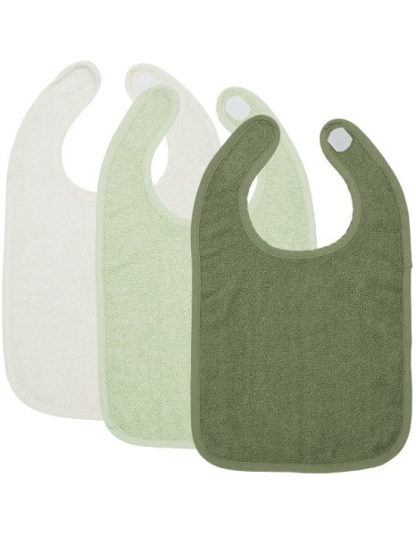 Meyco – Σετ 3 Βαμβακερές Σαλιάρες Offwhite/Soft green/Forest green