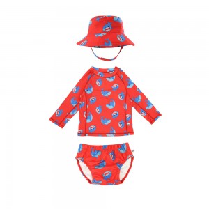 Σετ UV Μαγιώ Πάνα Bucket Καπέλο Μπλούζα Sherman the Shark 