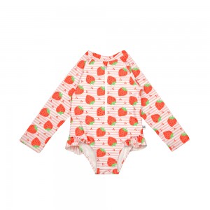 Zoocchini Ολόσωμο Μαγιώ με Μανίκια UV Strawberry 