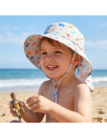 Flapjack Cape Sunhat UPF50 – Multi Dino - SMALL 6 mo-2 yrs  |  FJKCH157S