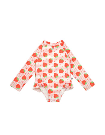 Zoocchini Ολόσωμο Μαγιώ με Μανίκια UV Strawberry 