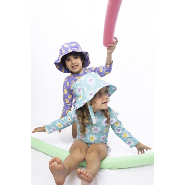 Σετ UV Μαγιώ Πάνα Bucket Καπέλο Μπλούζα Daisy - 6-12m