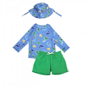 Σετ UV Μαγιώ Bucket Καπέλο Μπλούζα Devin the Dino & Friends - 2 ΕΤΩΝ