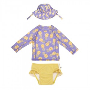 Σετ UV Μαγιώ Bucket Καπέλο Μπλούζα Pineapple - 6-12m