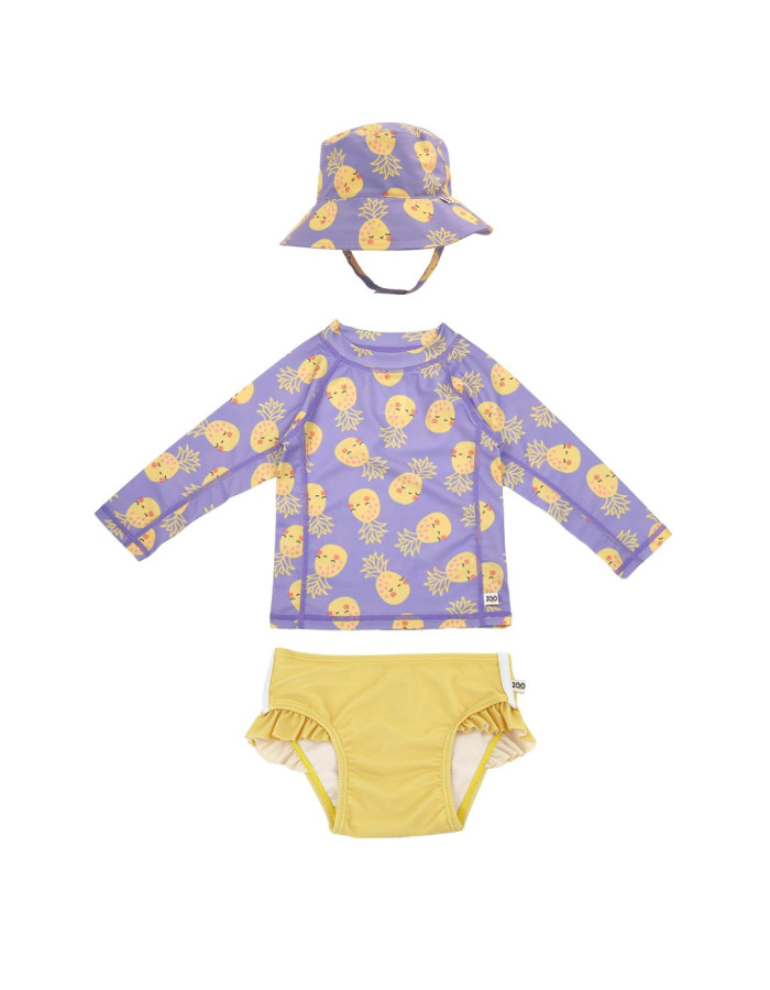 Σετ UV Μαγιώ Bucket Καπέλο Μπλούζα Pineapple