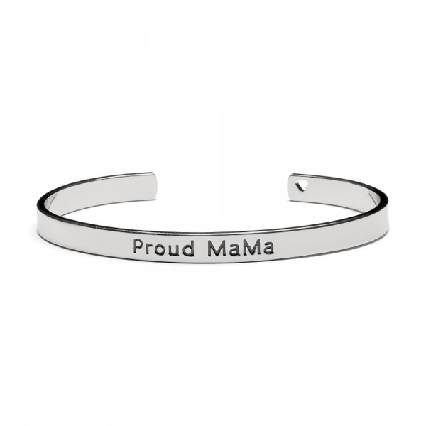 Proud Mama Βραχιόλι Χειροπέδα Mama Silver