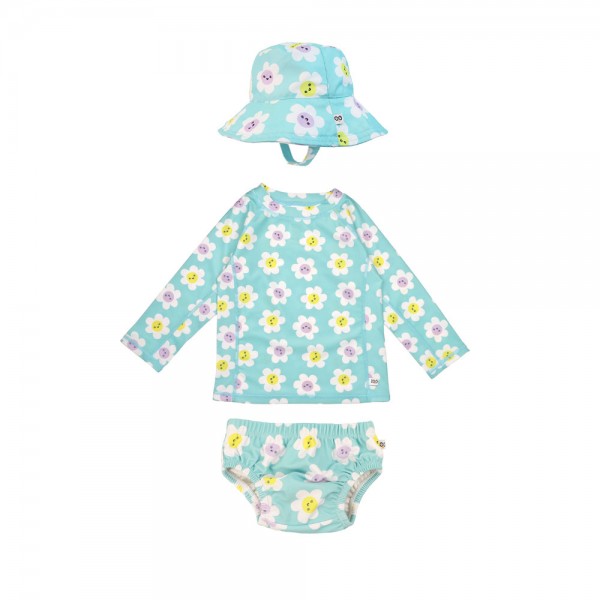 Σετ UV Μαγιώ Πάνα Bucket Καπέλο Μπλούζα Daisy - 6-12m