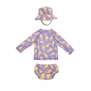 Σετ UV Μαγιώ Πάνα Bucket Καπέλο Μπλούζα Pineapple 