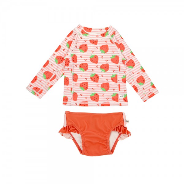 Zoocchini Σετ UV Μαγιώ και Μπλούζα Strawberry - 12-24m