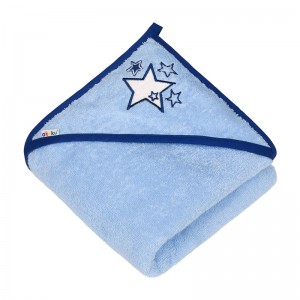 Βρεφική Πετσέτα με Κουκούλα Μπλε Αστέρια