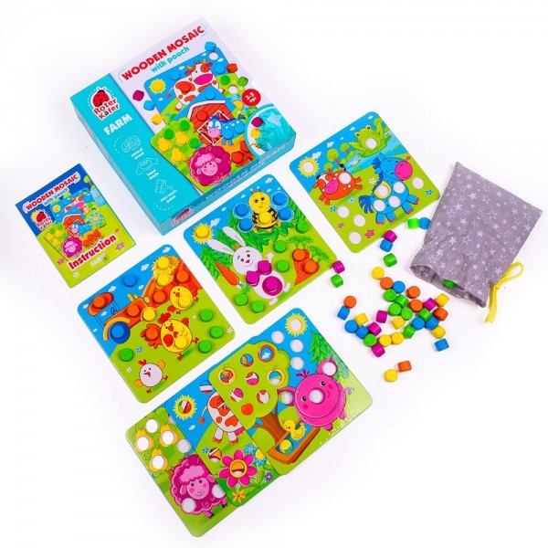 Ξύλινο μωσαϊκό Φάρμα με πουγκί Ξύλινο μωσαϊκό Φάρμα με πουγκί