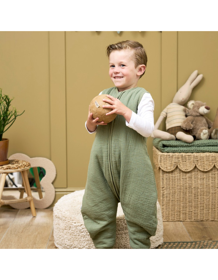 Meyco 100% Βαμβακερός Υπνόσακος 2.0 Tog με Ποδαράκια Muslin Olive Green (9 μηνών-5 ετών) - 80cm