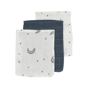 Meyco Σετ 3 Απορροφητικές Λαβέτες/Μουσελίνες Moon Indigo – 30x30cm