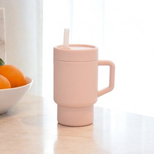 Melii – Παγούρι Σιλικόνης με Καλαμάκι Tumbler Ροζ