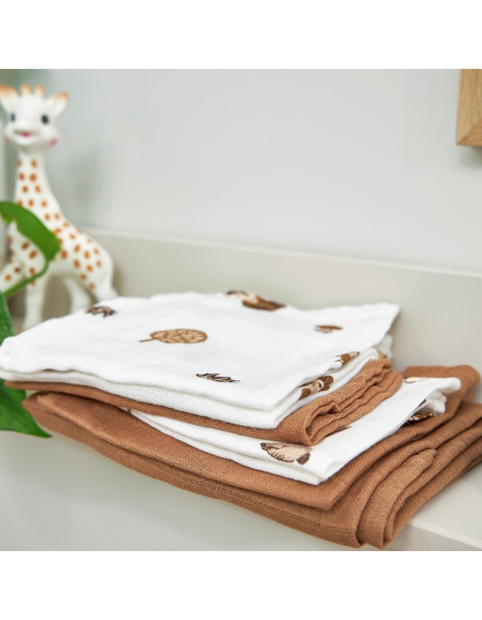 Meyco Σετ 3 Απορροφητικές Λαβέτες/Μουσελίνες Forest Animals Toffee – 30x30cm  |  MEY-152.AD.BW.02.M3