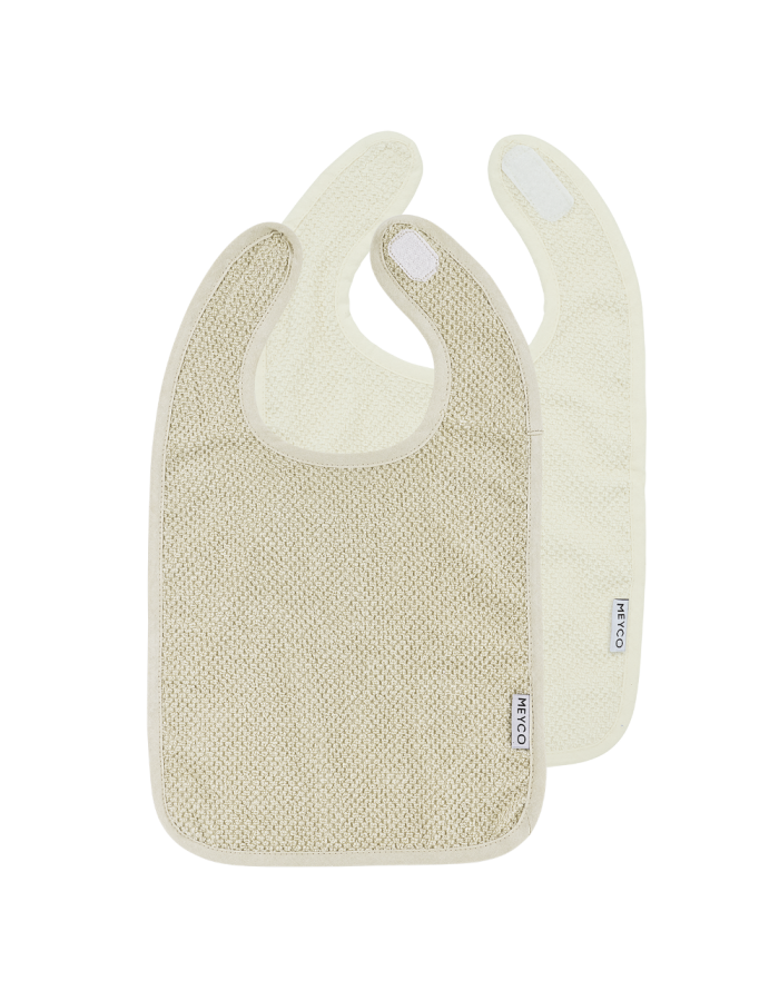 Meyco Σετ 2 Βαμβακερές Σαλιάρες Popcorn natural/soft sand με velcro  |  MEY-241.205.CN.01.M2