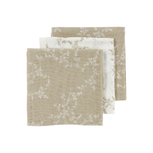 Meyco Σετ 3 Απορροφητικές Λαβέτες/Μουσελίνες Branches Sand – 30x30cm