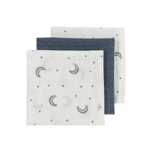 Meyco Σετ 3 Απορροφητικές Λαβέτες/Μουσελίνες Moon Indigo – 30x30cm