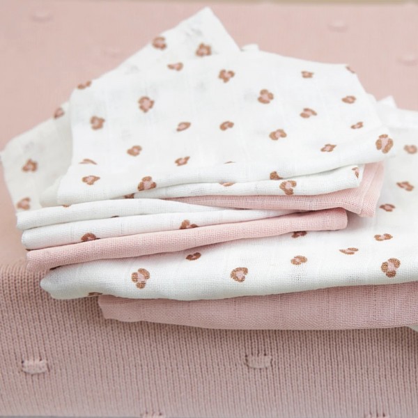Meyco Σετ 3 Απορροφητικές Λαβέτες/Μουσελίνες Mini Panther Soft Pink – 30x30cm
