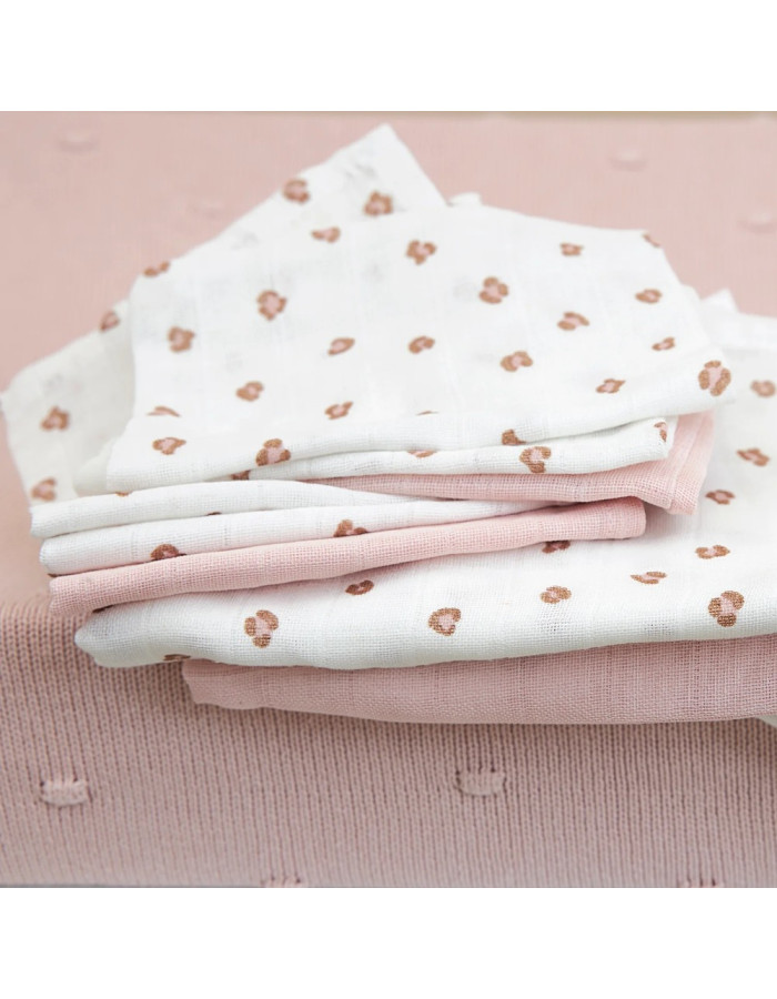 Meyco Σετ 3 Απορροφητικές Λαβέτες/Μουσελίνες Mini Panther Soft Pink – 30x30cm  |  MEY-457054